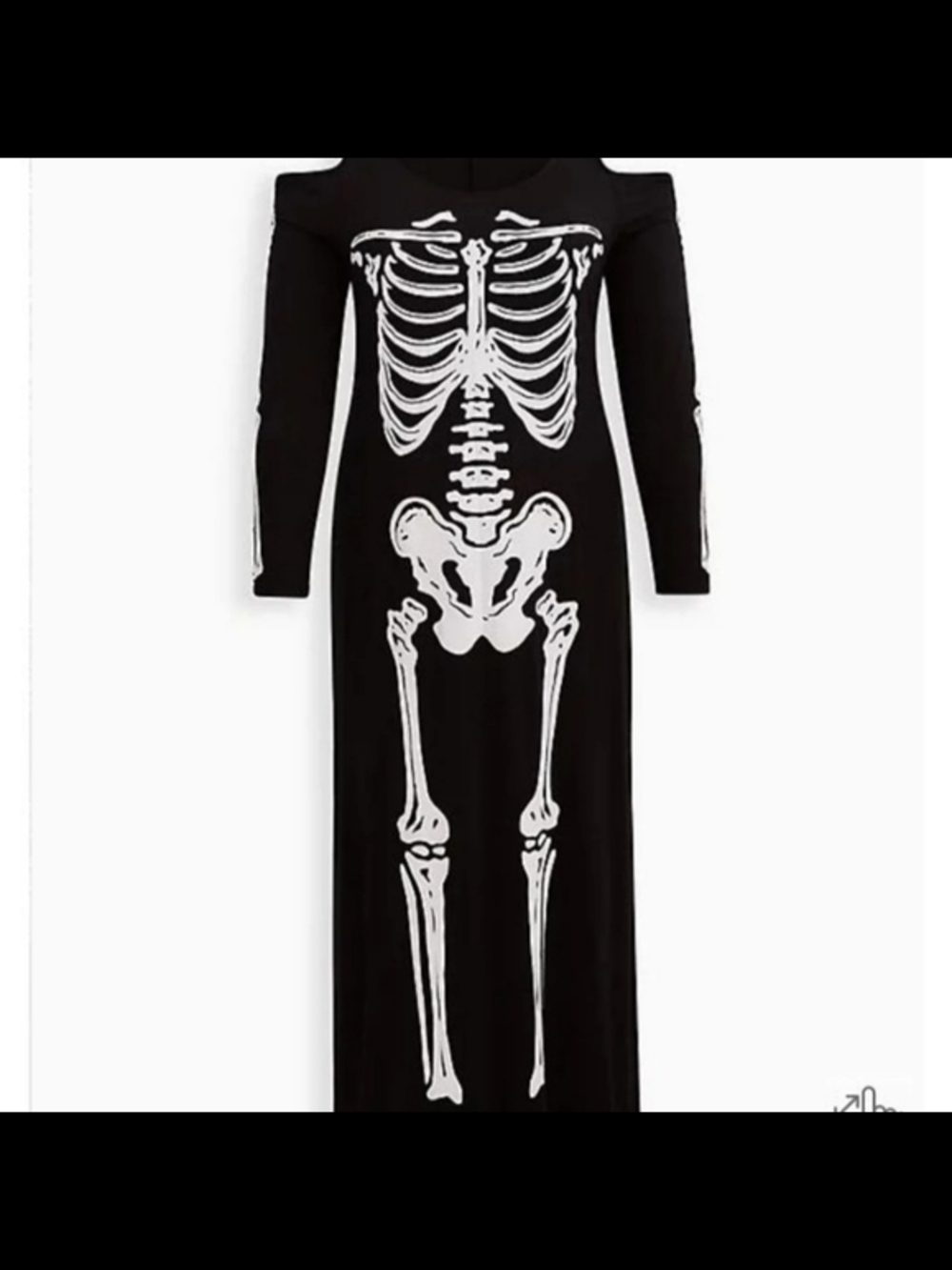 Torrid - Skeleton Print Cold-Shoulder Maxi Dress - Picture 3 of 3